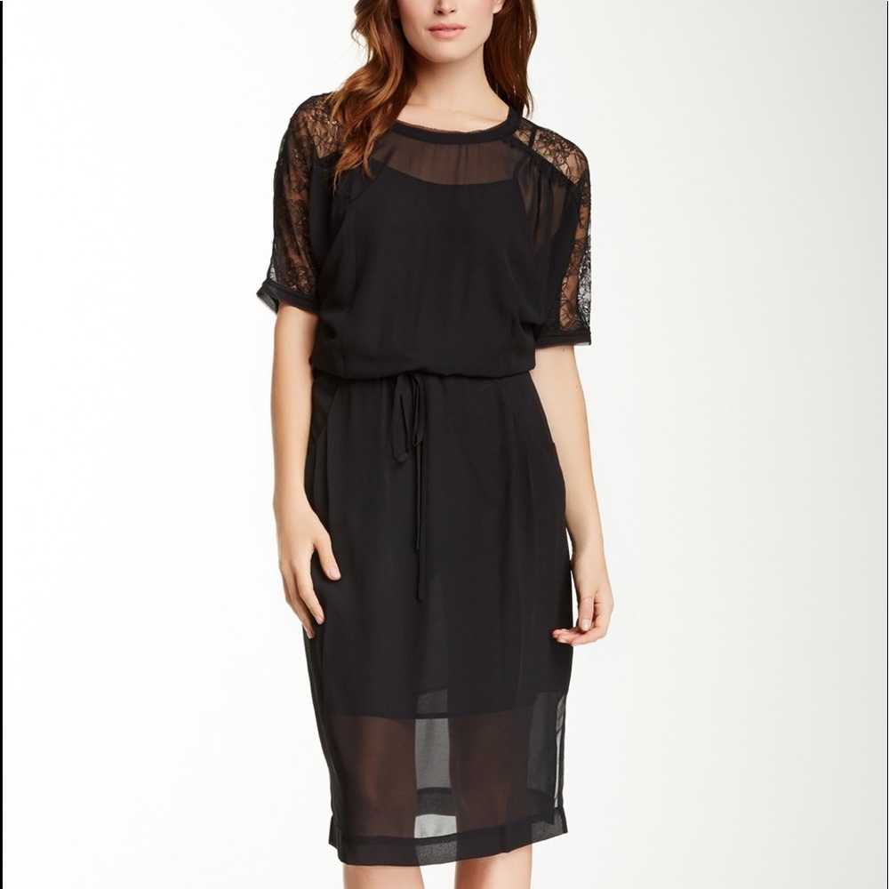 Cynthia Steffe Bee Lace Sleeve Tie Waist Dress